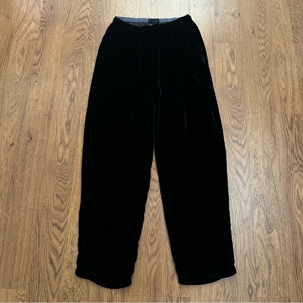 CP Shades Black Velvet elastic waist straight Pants size small Lagenlook